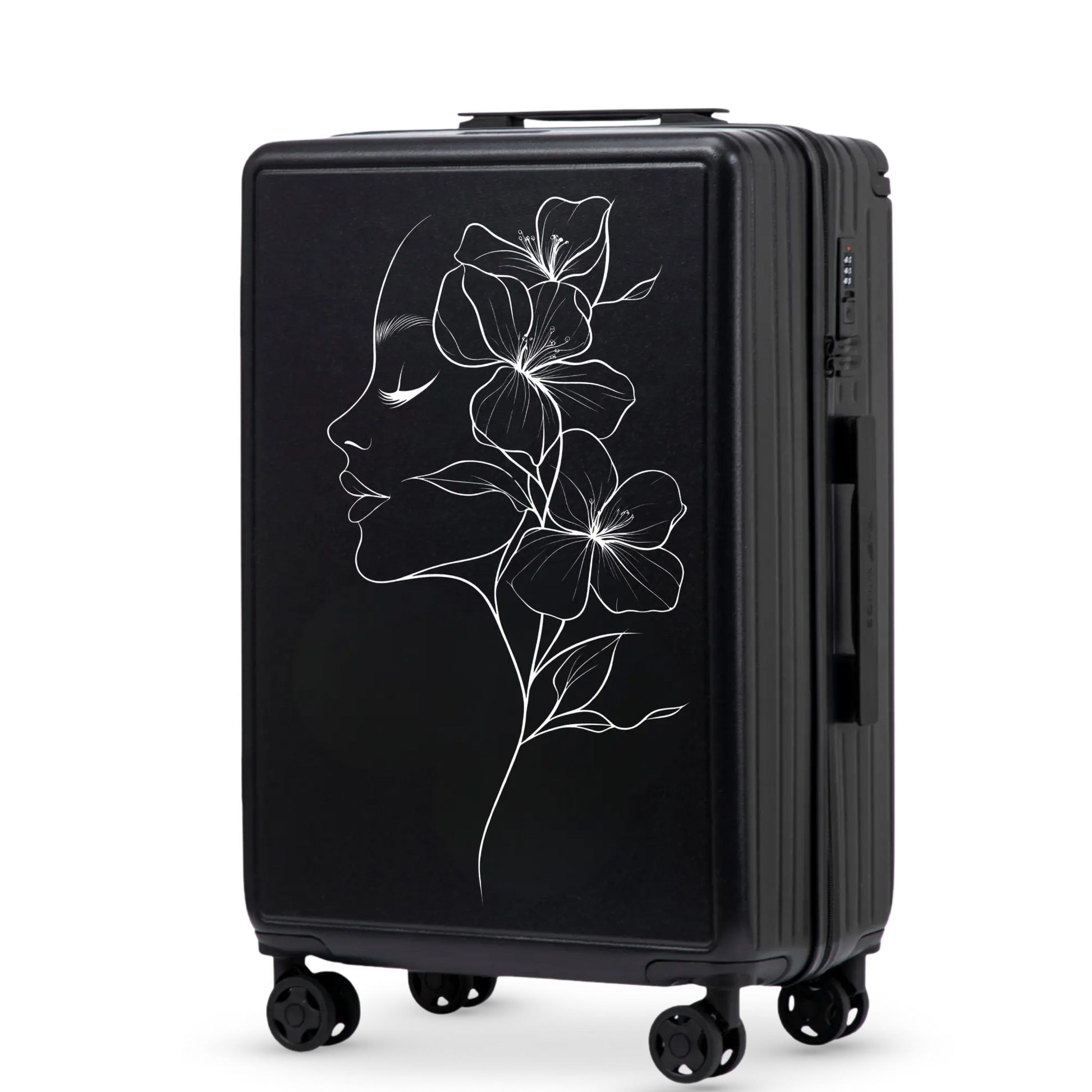 Walizka średnia Wings ABS+ 24" Customized BLACK FLOWER customized