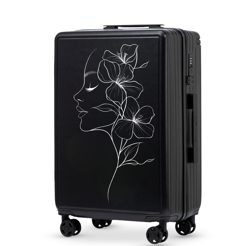 Medium Wings ABS+ Suitcase 24" Customized BLACK FLOWER