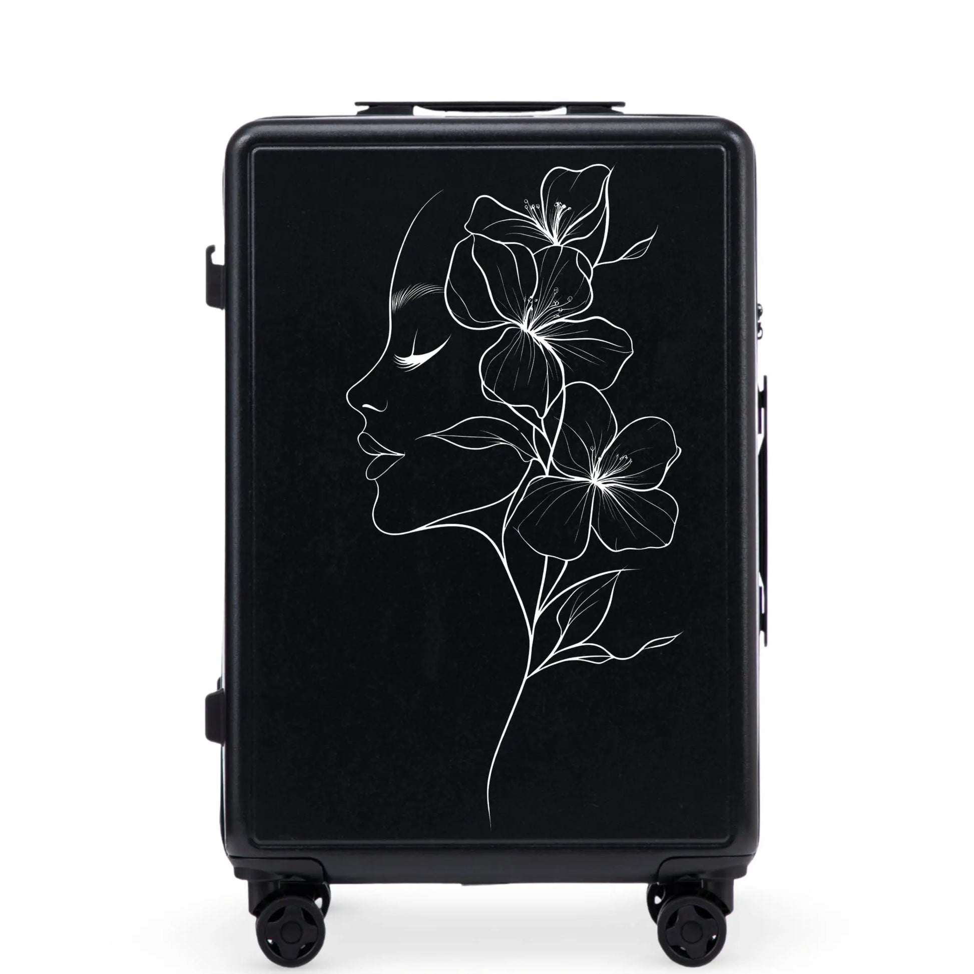 Walizka średnia Wings ABS+ 24" Customized BLACK FLOWER customized
