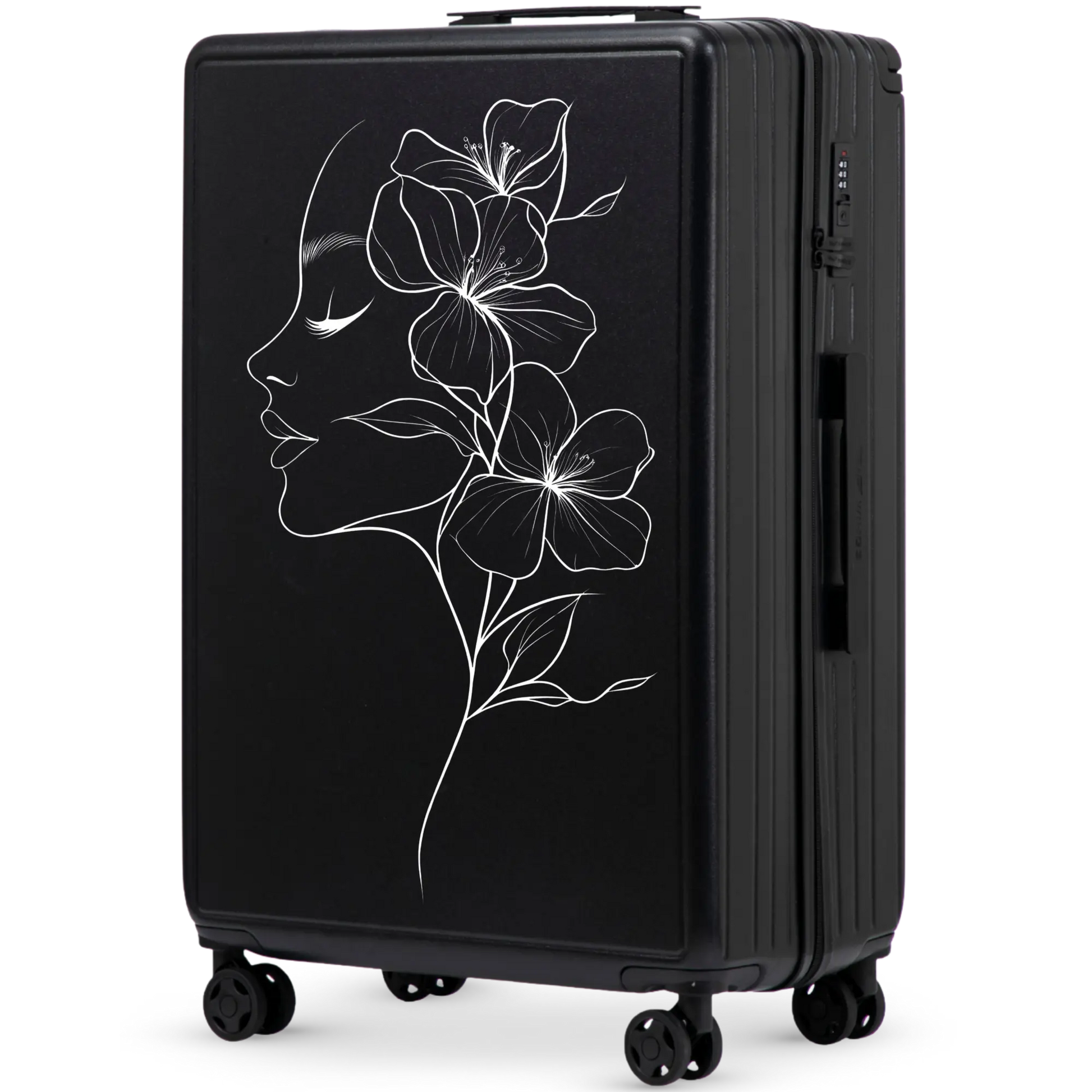 Walizka duża Wings ABS+ 28" Customized BLACK FLOWER customized