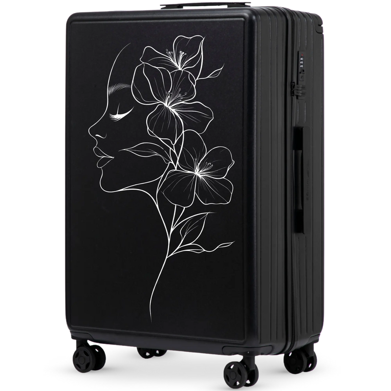 Large Wings ABS+ Suitcase 28" Customized BLACK FLOWER