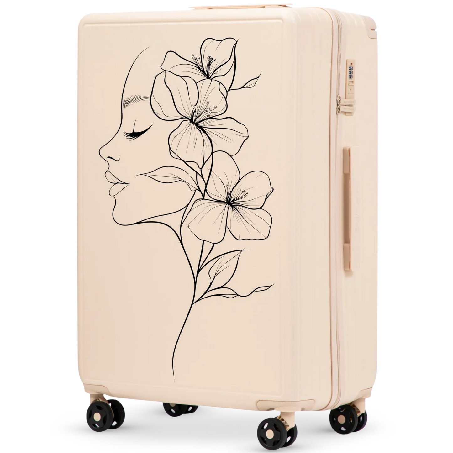 Walizka duża Wings ABS+ 28" Customized DIRTY WHITE FLOWER customized