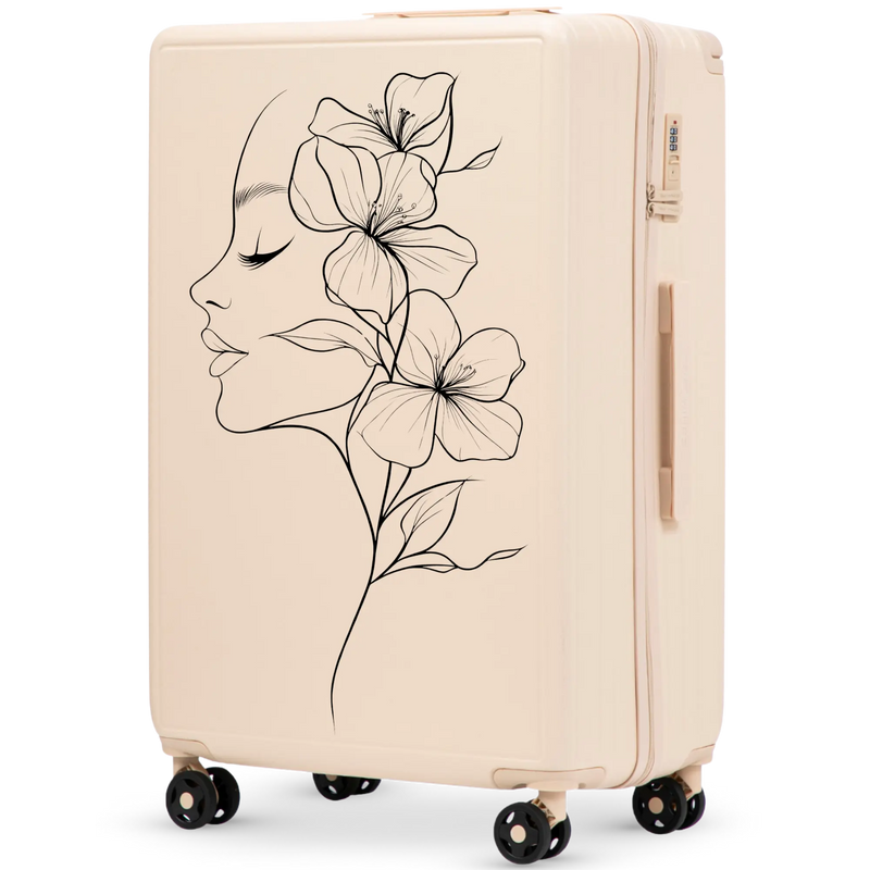 Large Wings ABS+ Suitcase 28" Customized DIRTY WHITE FLOWER