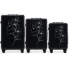Set van 3 Wings ABS+ koffers met gepersonaliseerd BLACK FLOWER-motief