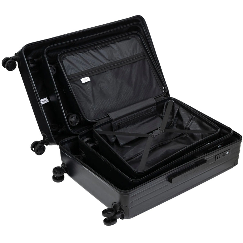 Set 3 valize Wings ABS+ personalizate BLACK FLOWER
