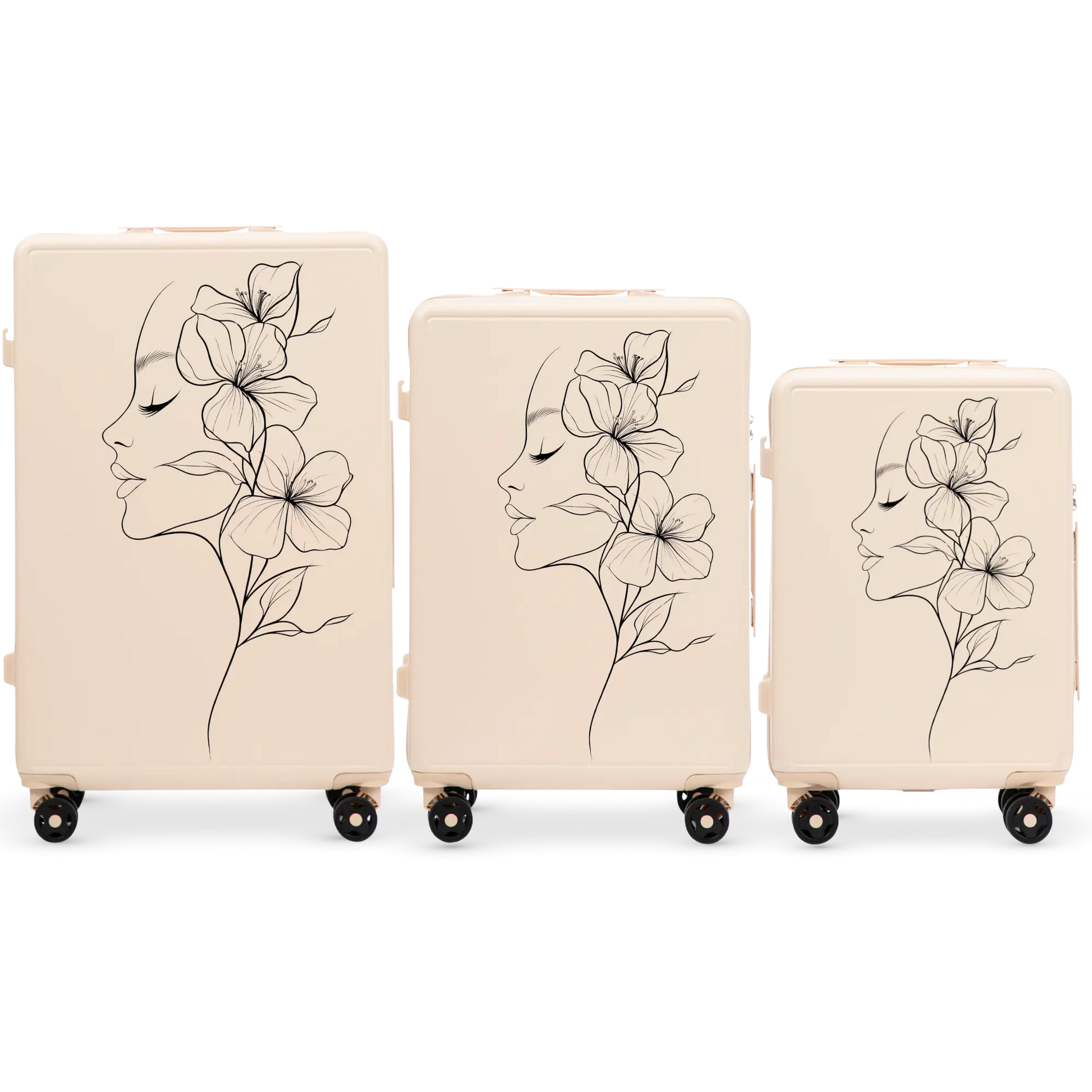 Komplet 3 WALIZEK Wings ABS+ Customized DIRTY WHITE FLOWER customized