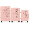 3 DARABOS WINGS ABS+ Bőrönd szett, egyedi SOFT PINK FLOWER mintával