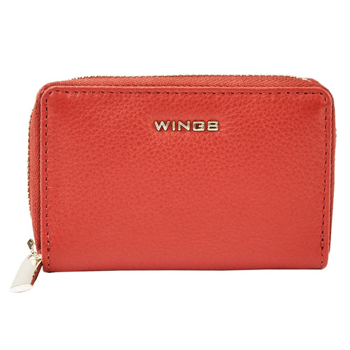 WINGS Malá dámska peňaženka z prírodnej kože na zips RED
