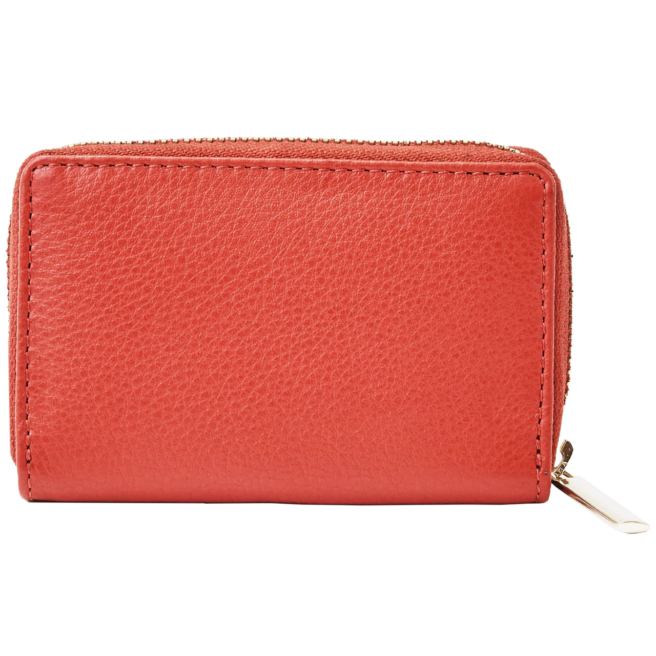 WINGS Mały portfel damski ze skóry naturalnej zapinany na zamek RED LEATHER COLLECTION