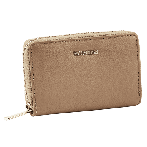 WINGS Malá dámska peňaženka z prírodnej kože so zipsom BÉŽOVÁ