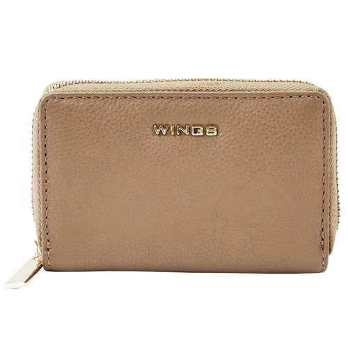 WINGS Malá dámska peňaženka z prírodnej kože so zipsom BÉŽOVÁ