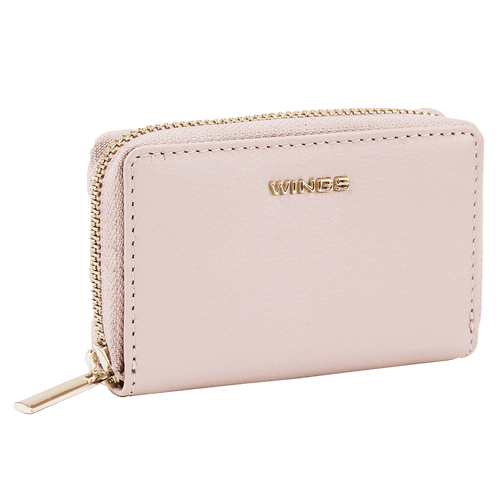 WINGS Malá dámska peňaženka z prírodnej kože na zips PINK