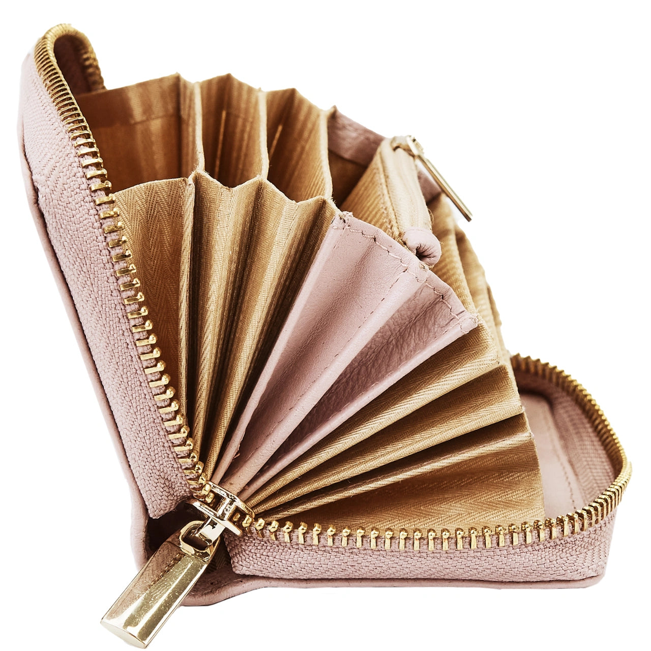 WINGS Малко дамско портмоне от естествена кожа с цип PINK