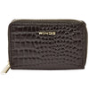 WINGS Малък дамски портфейл от естествена кожа с цип CROCO BLACK