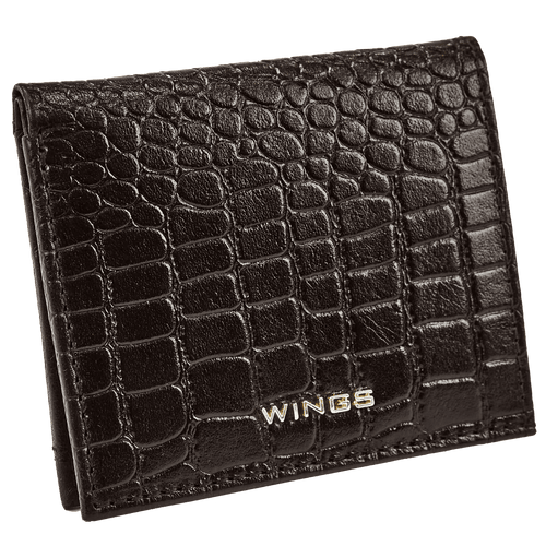 Malá dámska peňaženka WINGS z prírodnej kože CROCO BLACK