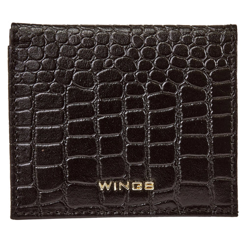 Malá dámska peňaženka WINGS z prírodnej kože CROCO BLACK