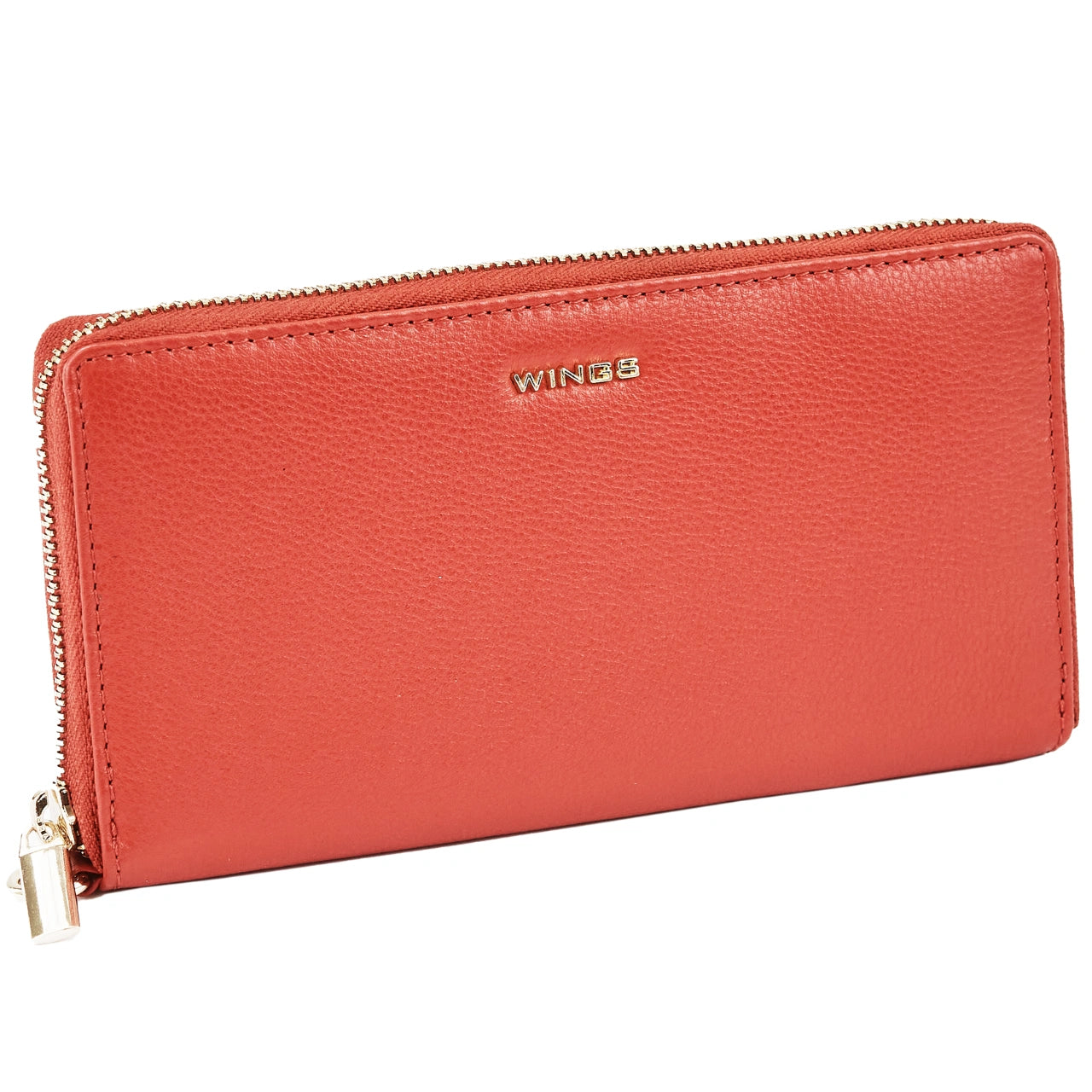 Damski portfel skórzany z paskiem na nadgarstek WINGS RED LEATHER COLLECTION