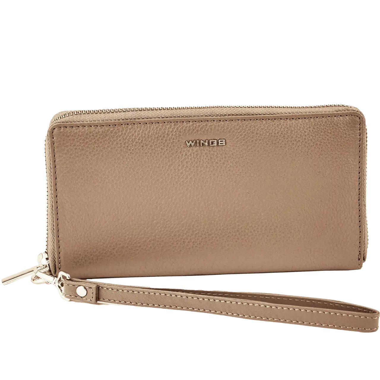 Damski portfel skórzany z paskiem na nadgarstek WINGS BEIGE LEATHER COLLECTION