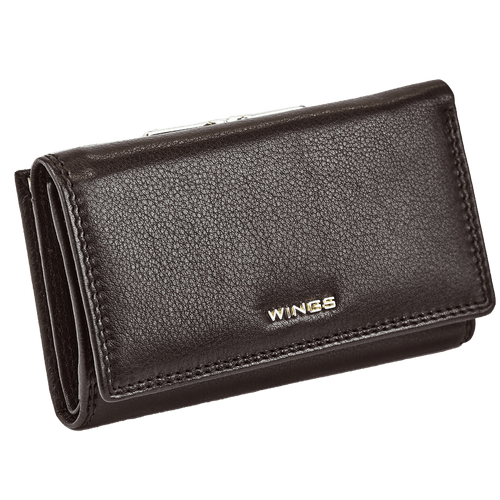 Dámska kožená peňaženka WINGS s ochranou RFID čierna