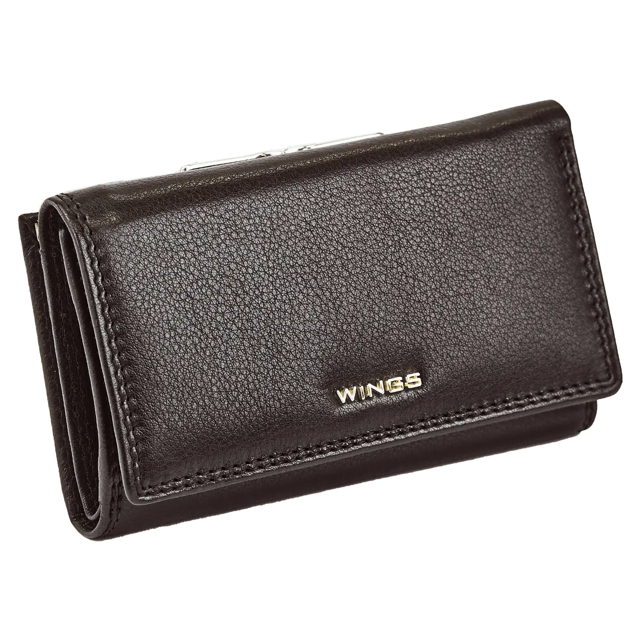 Damski portfel skórzany WINGS z ochroną RFID o pojemnym wnętrzu BLACK LEATHER COLLECTION