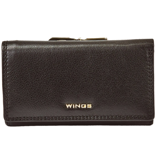 Dámska kožená peňaženka WINGS s ochranou RFID čierna