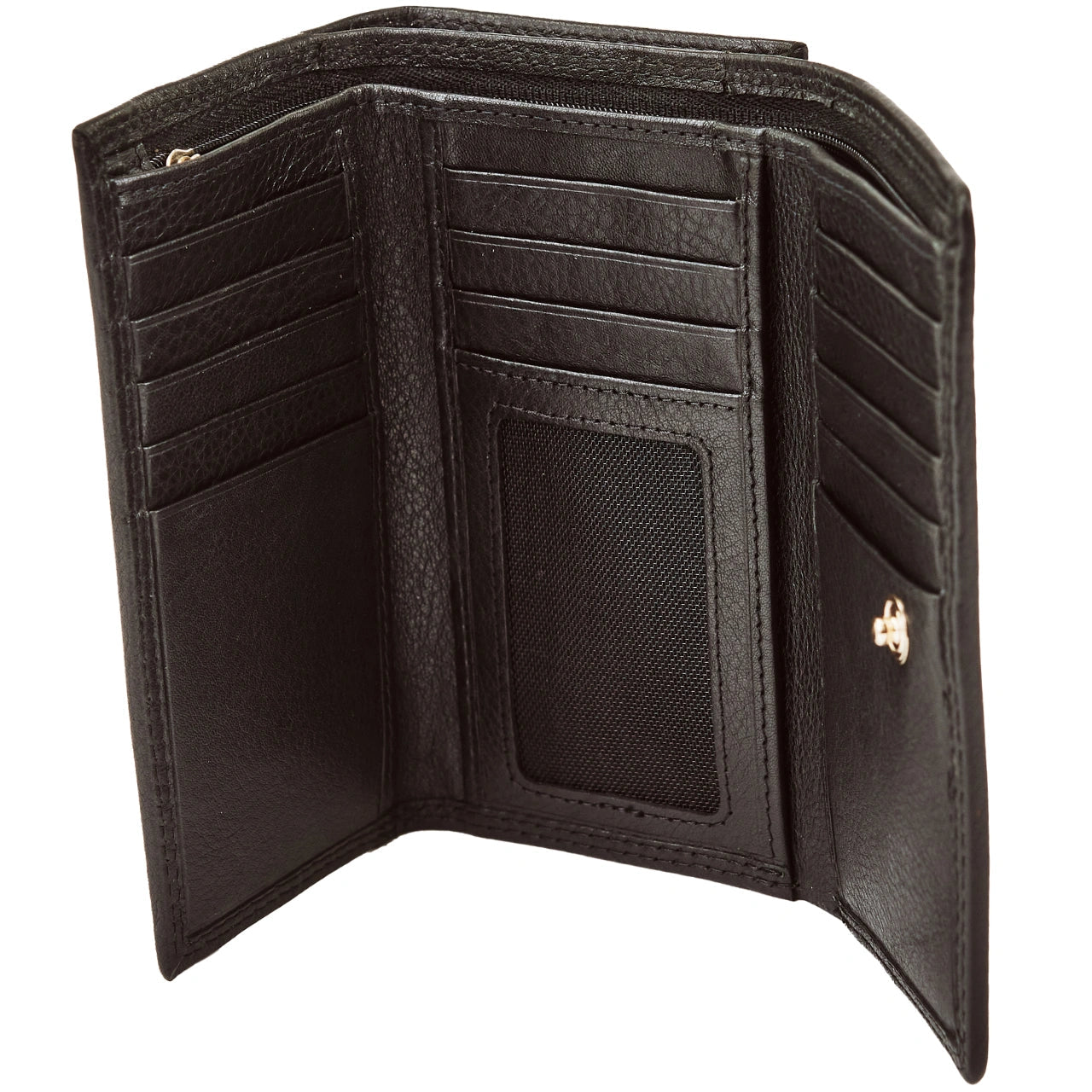Damski portfel skórzany WINGS z ochroną RFID o pojemnym wnętrzu BLACK LEATHER COLLECTION