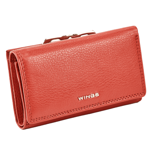 Dámska kožená peňaženka Wings s ochranou RFID ČERVENÁ
