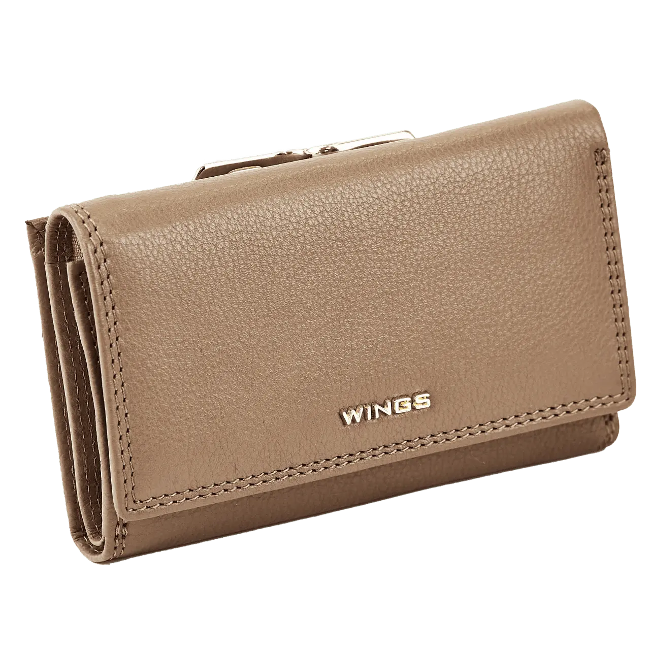 Damski portfel skórzany WINGS z ochroną RFID o pojemnym wnętrzu BEIGE LEATHER COLLECTION