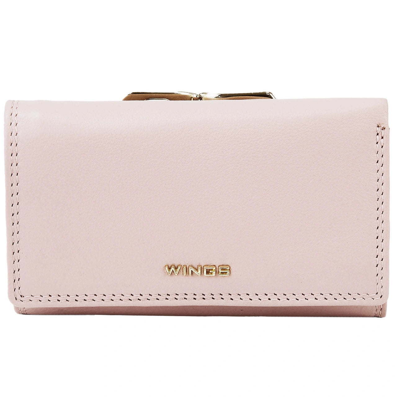 Damski portfel skórzany WINGS z ochroną RFID o pojemnym wnętrzu PINK LEATHER COLLECTION