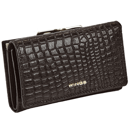Dámska kožená peňaženka WINGS s ochranou RFID CROCO BLACK