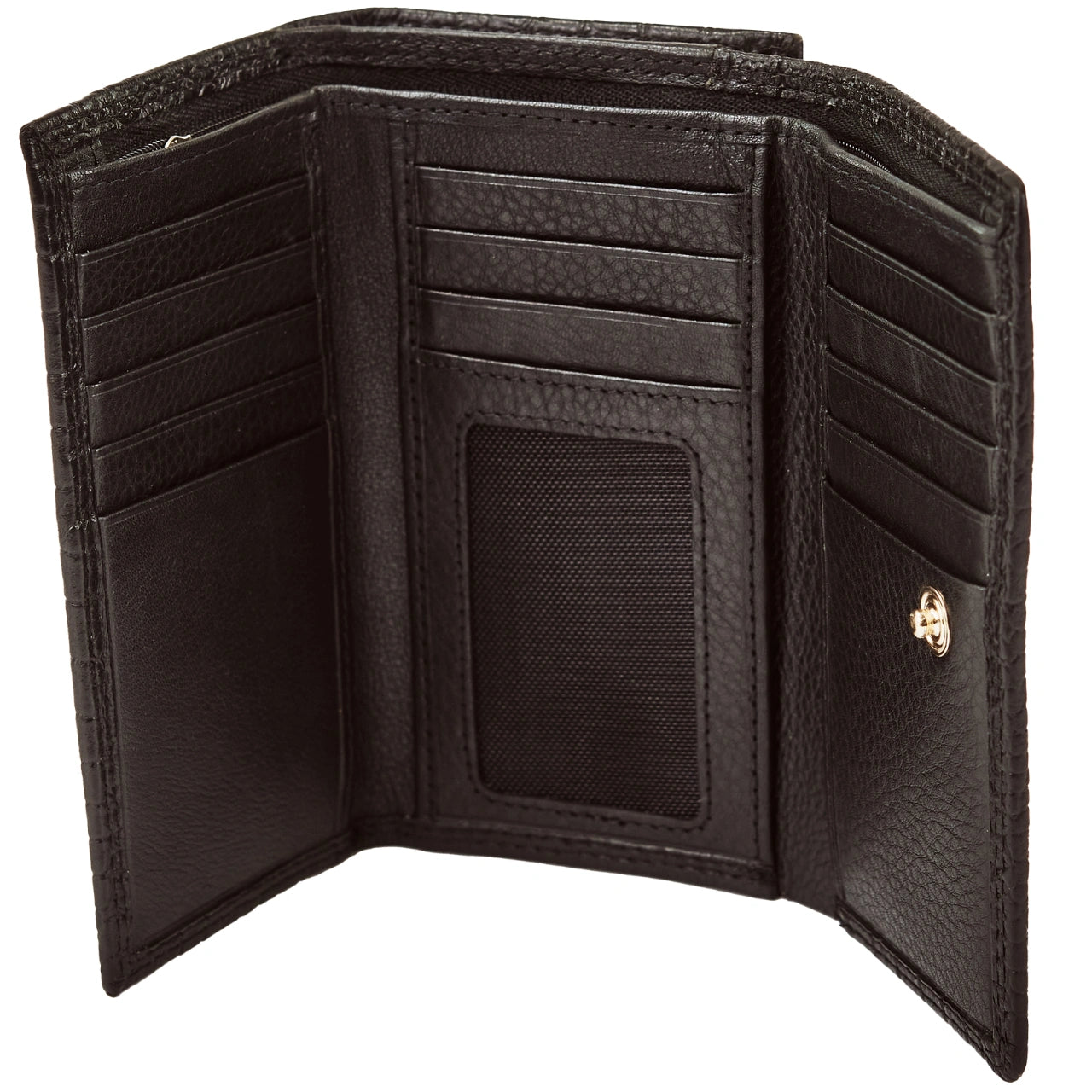 Damski portfel skórzany WINGS z ochroną RFID o pojemnym wnętrzu CROCO BLACK LEATHER COLLECTION