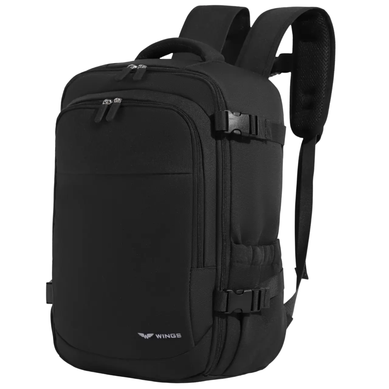 Plecak kabinowy WINGS  bagaż podręczny Ryanair i Wizz Air, lekki plecak podróżny BLACK CABIN BACKPACK