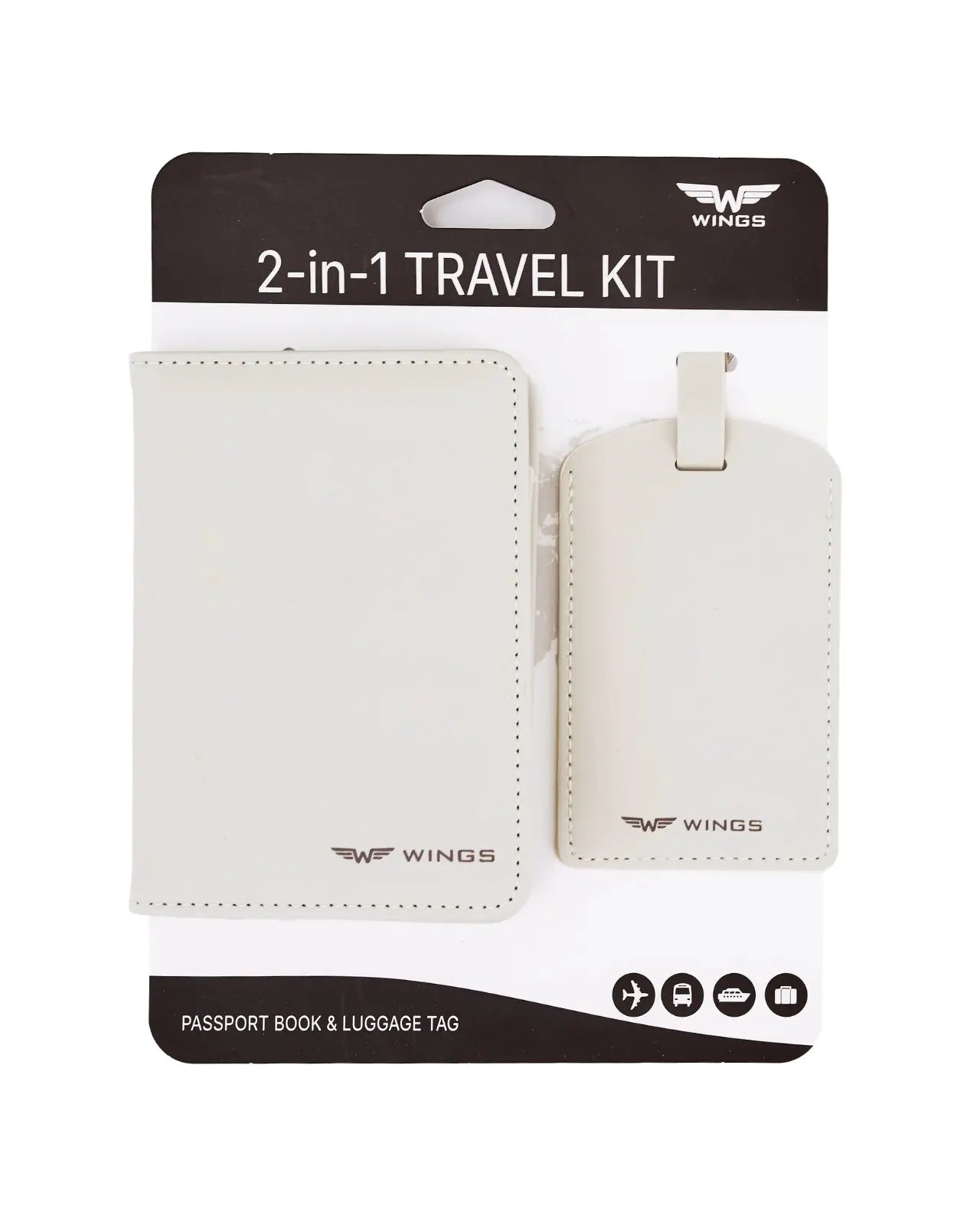 Etui na paszport i identyfikator do bagażu - elegancki zestaw podróżny z PU leather BEIGE TRAVEL MUST HAVE
