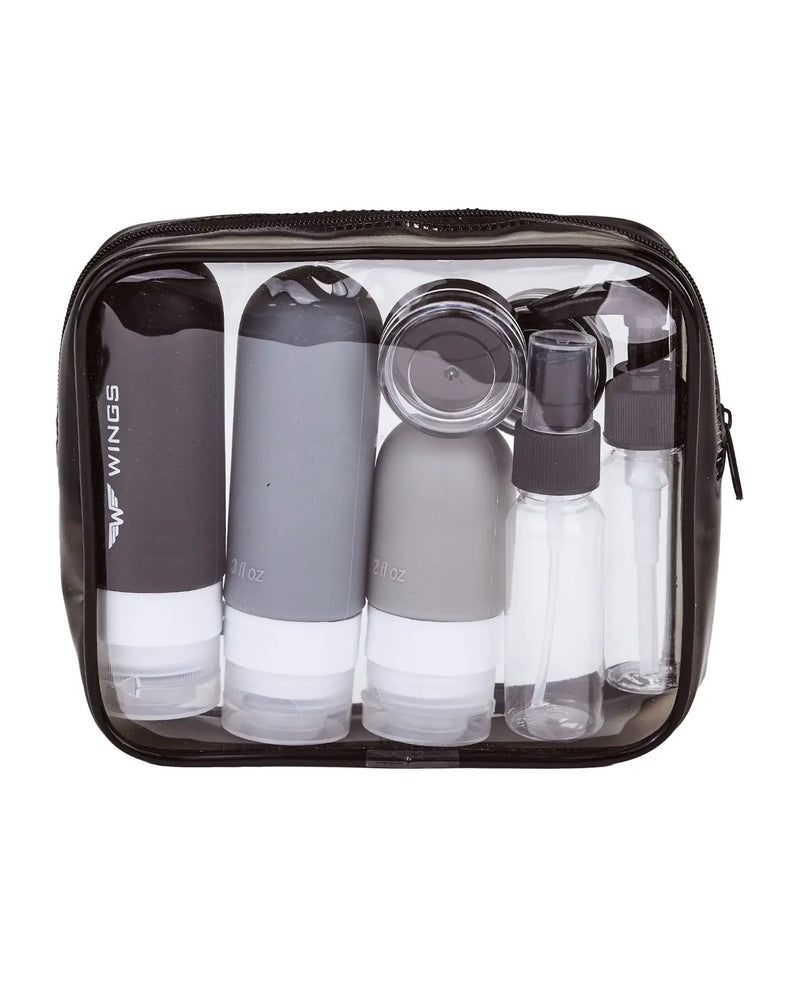 Set of 90ml travel bottles in a case
