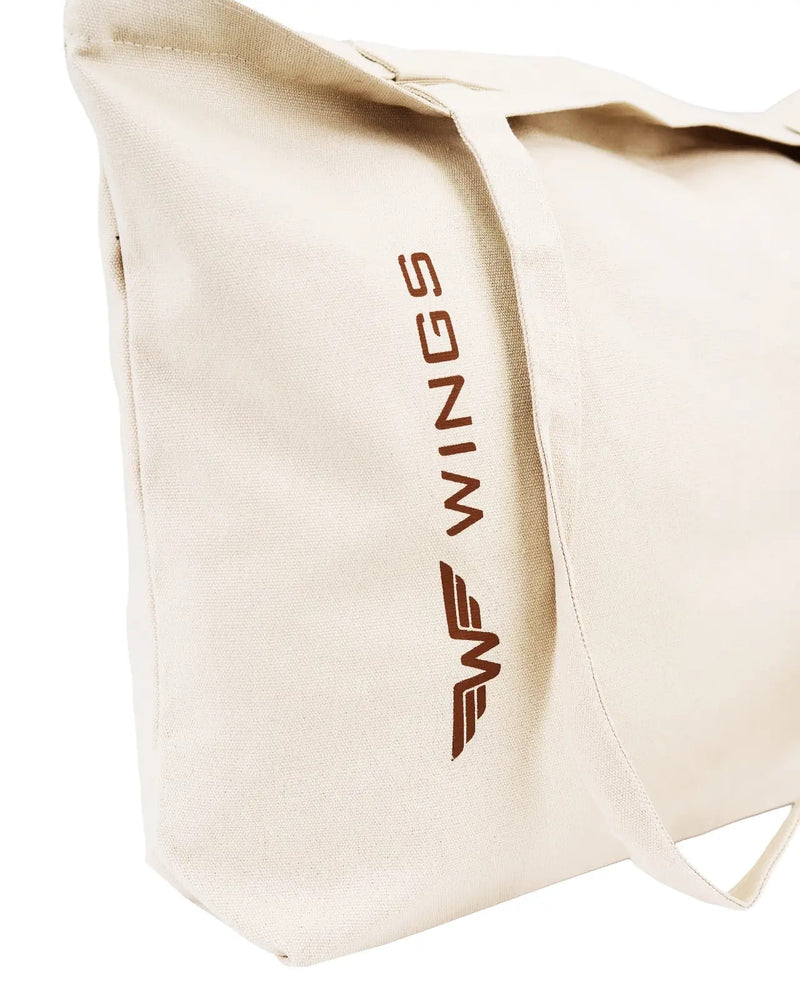 WINGS BEIGE canvas shopper bag