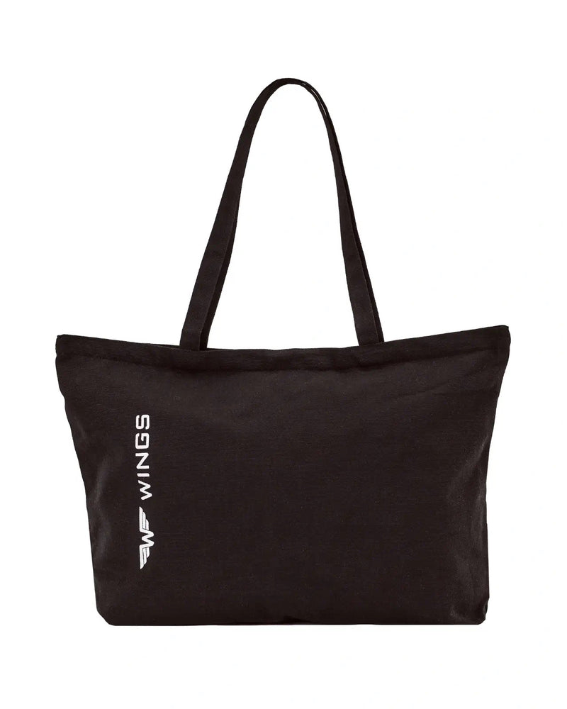 WINGS BLACK canvas shopper bag
