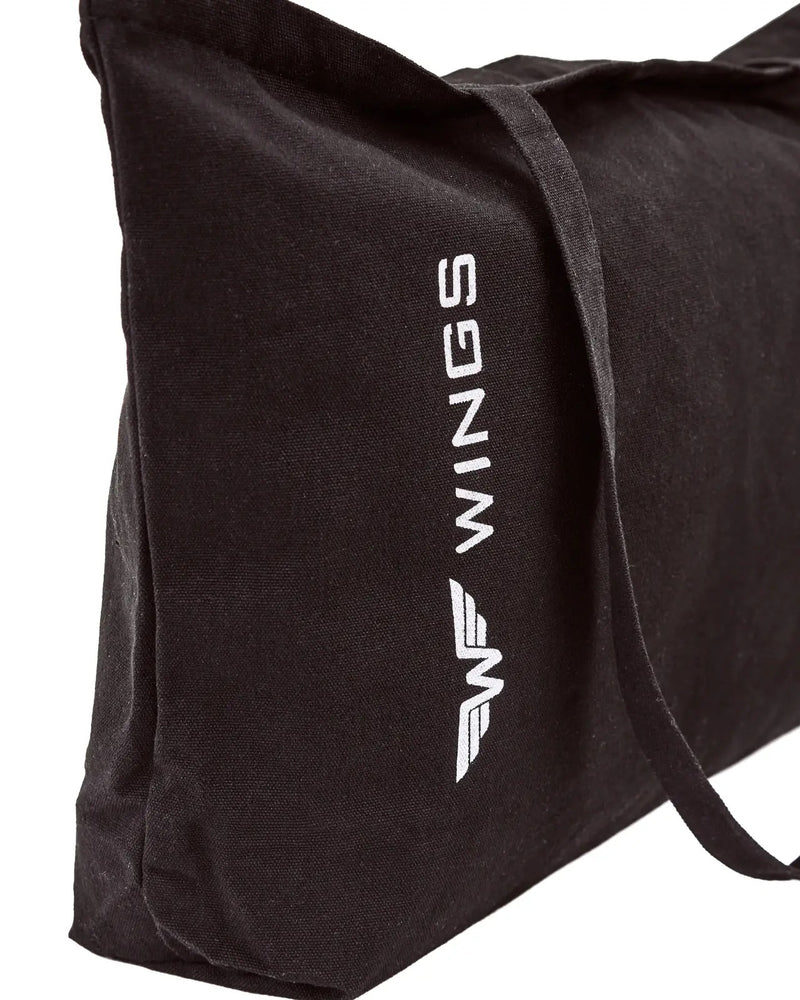 WINGS BLACK canvas shopper bag