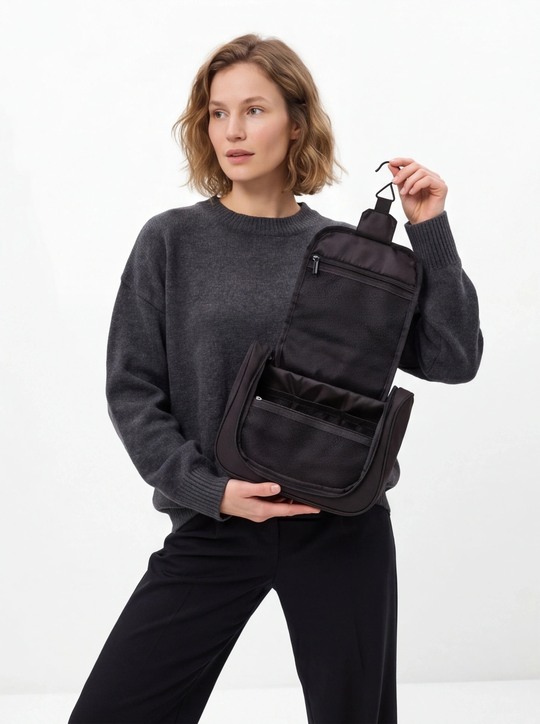 Foldable BLACK Travel Toiletry Bag
