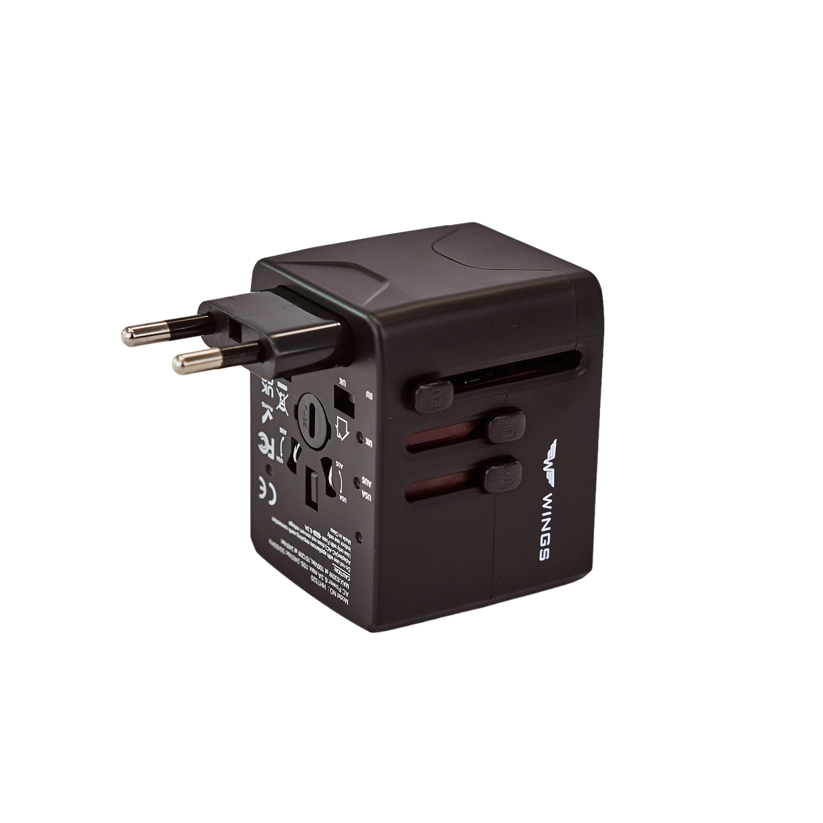Дорожній адаптер для розеток EU US AUS UK USB WINGS