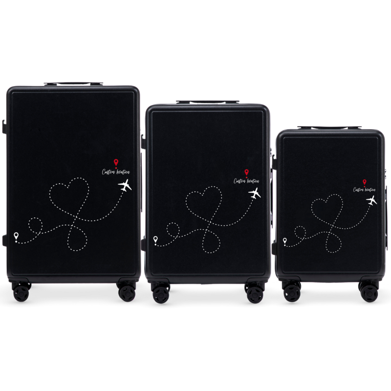Set of 3 Wings ABS+ Customized BLACK TRAVEL suitcases