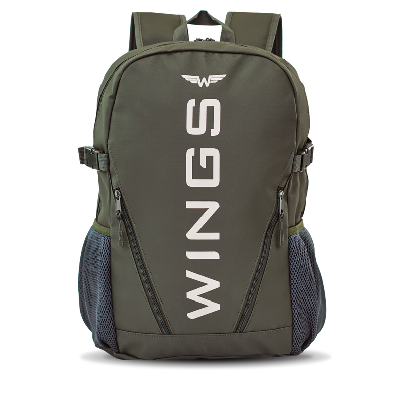 WINGS schoolrug voor jongeren 23L, geschikt voor een 17-inch laptop, met zijvakken, GROEN