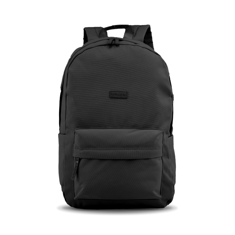Lichte WINGS-schoolrugzak voor een 17-inch laptop, 21 l, voor school en universiteit, ZWART