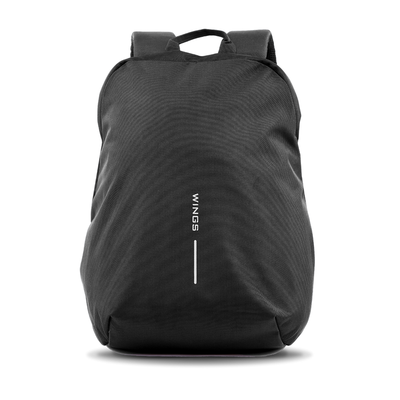 WINGS schoolrugzak 24 l, uitbreidbaar, voor een laptop van 15,6 inch, voor school en universiteit, ZWART