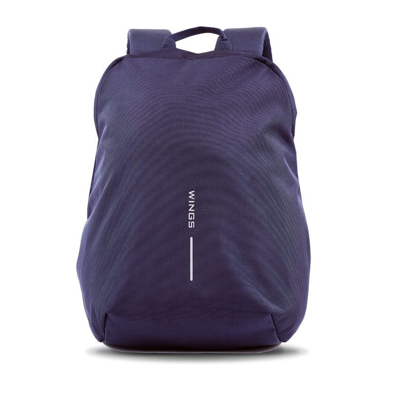 WINGS 24L uitbreidbare schoolrugzak voor laptop van 15,6 inch voor school en universiteit, NAVY BLUE