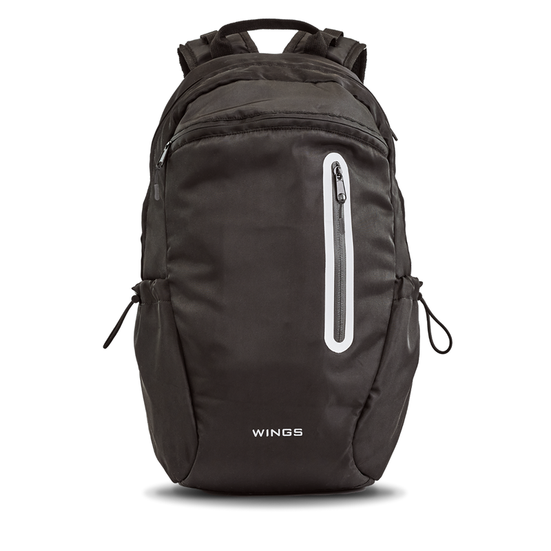 WINGS schoolrugzak 24 l voor laptop van 15,6 inch met reflectoren en A4-organizer, ZWART