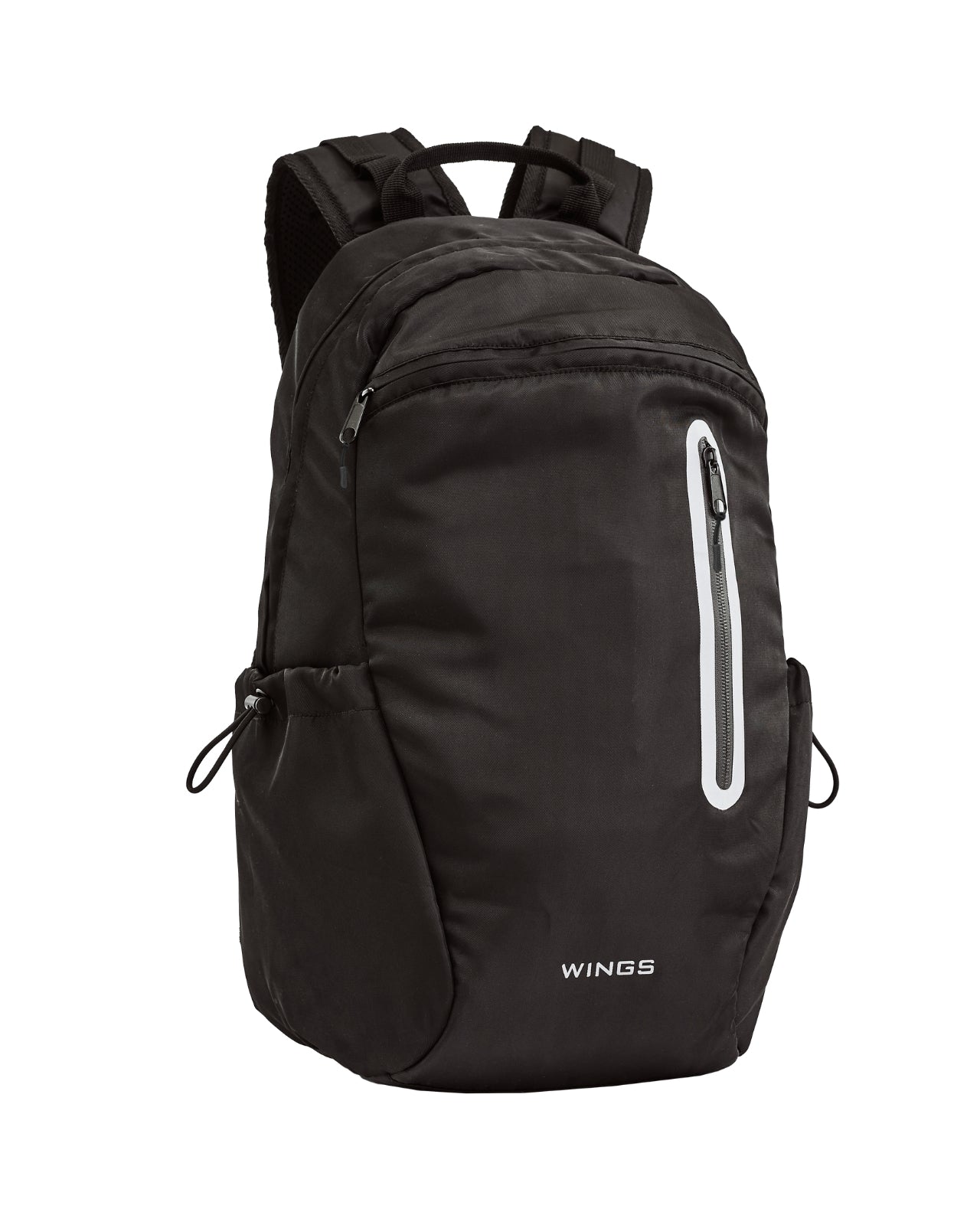 WINGS 24L school backpack for a 15.6-inch laptop with reflectors and an A4 organizer, BLACK