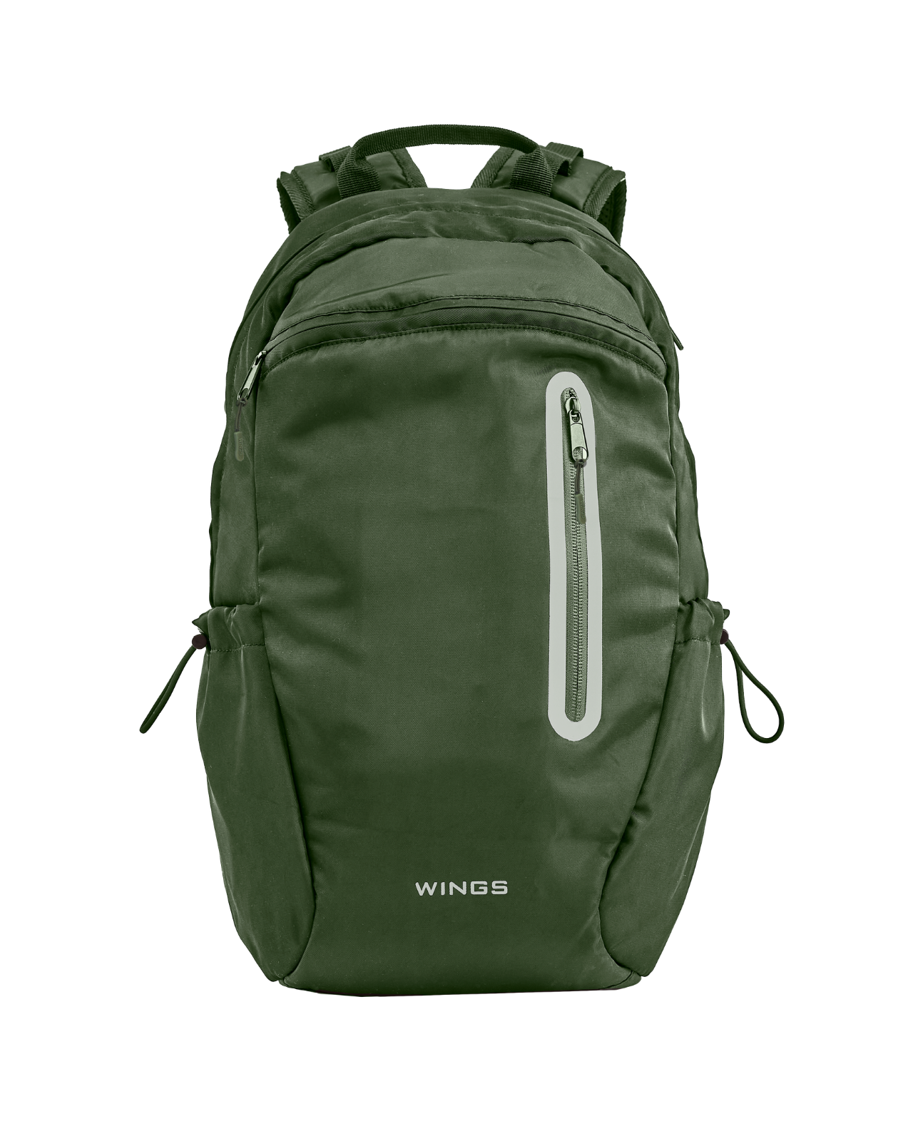 WINGS 24L school backpack for a 15.6-inch laptop with reflective elements and an A4 organizer, GREEN