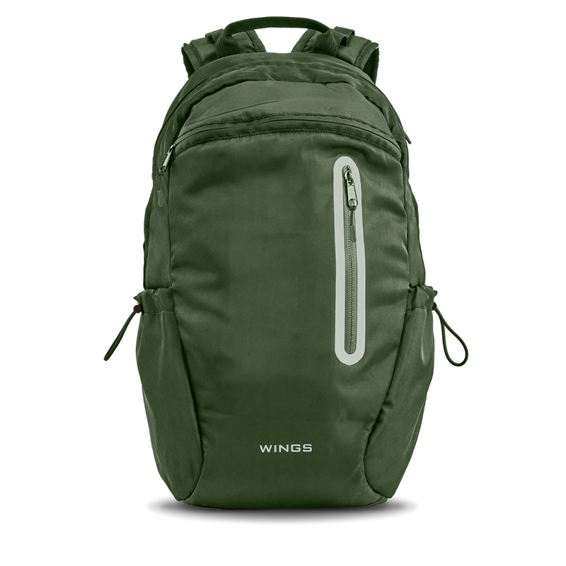 WINGS schoolrugzak 24 l voor laptop van 15,6 inch met reflecterende elementen en A4-organizer, GROEN