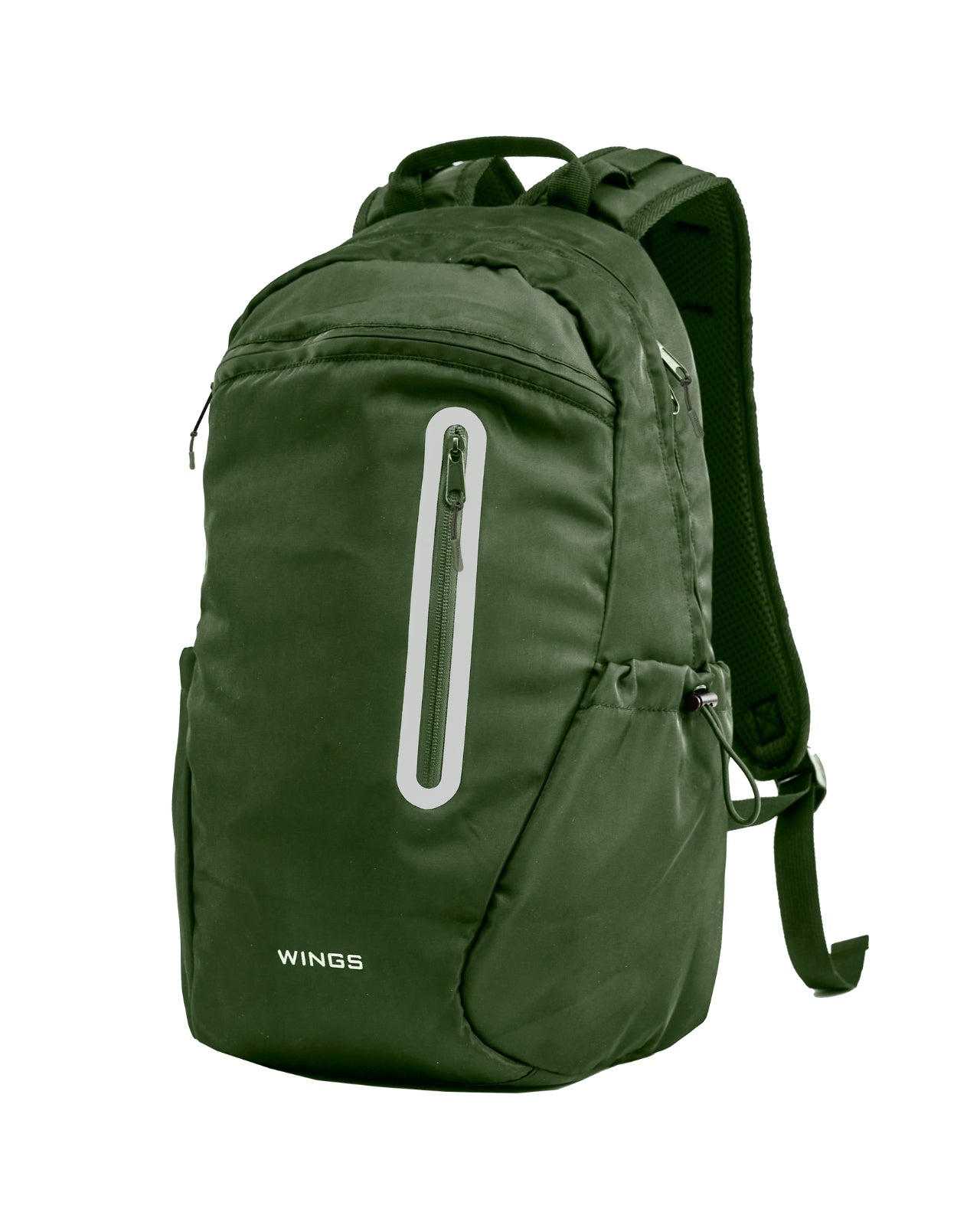 WINGS 24L school backpack for a 15.6-inch laptop with reflective elements and an A4 organizer, GREEN