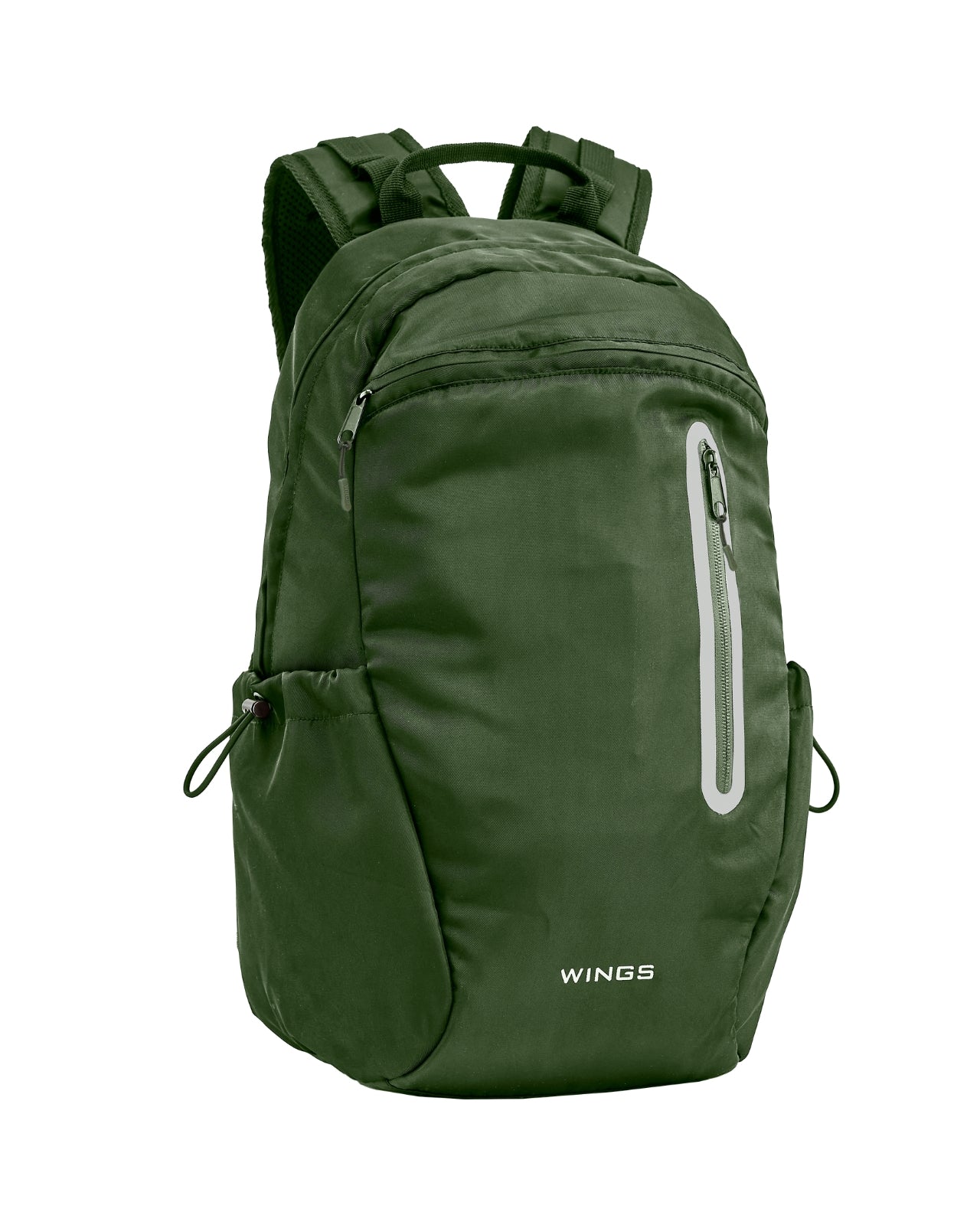WINGS 24L school backpack for a 15.6-inch laptop with reflective elements and an A4 organizer, GREEN